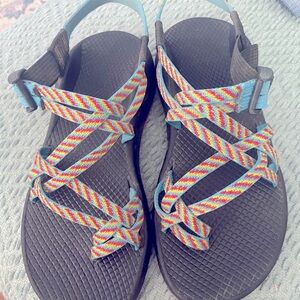 Chaco sandals EUC pink, red, blue, yellow, green adjustable straps for size 8-9